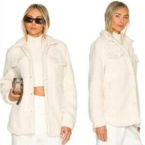 Blank NYC Shortbread Sherpa Shirt Jacket Shacket Size S Cream Cozy Teddy Fleece